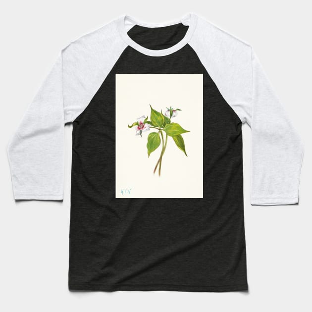 Painted trillium - Botanical Illustration Baseball T-Shirt by chimakingthings